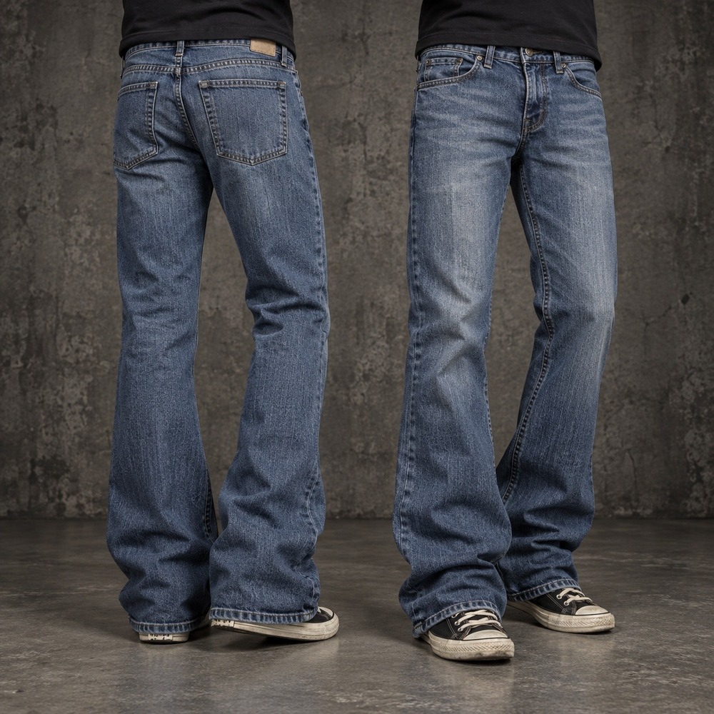 25x32 Blue Bootcut Flared Jeans Y2K Indie